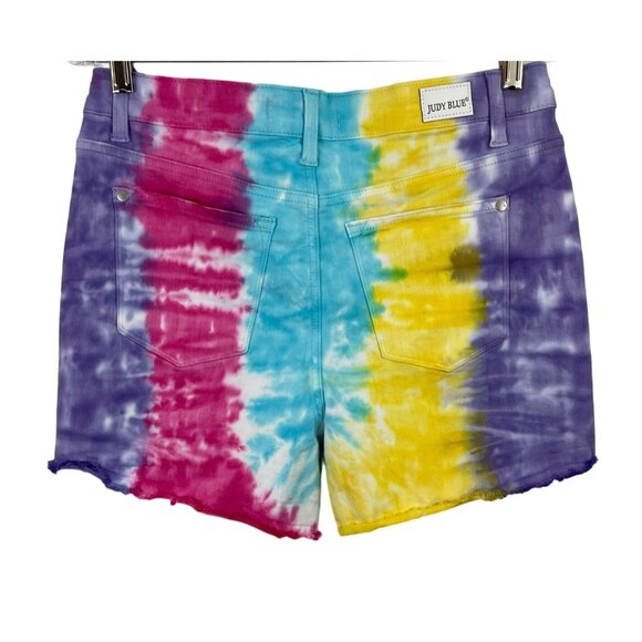Judy Blue Snow Cone Tie-Dye High Rise Denim Shorts Womens Size Large - Picture 2 of 9
